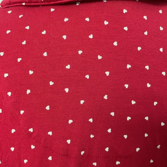 Soma Cool Nights Valentine’s Red heart print long sleeve button down pajama top - Picture 4 of 6